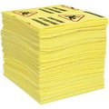 Spill Tech Environmental SpillTech YPZ100H-BX Universal Heavy Weight Caution Mat Pads, 19"W x 15"L, Yellow, 100/Pack YPZ100H-BX